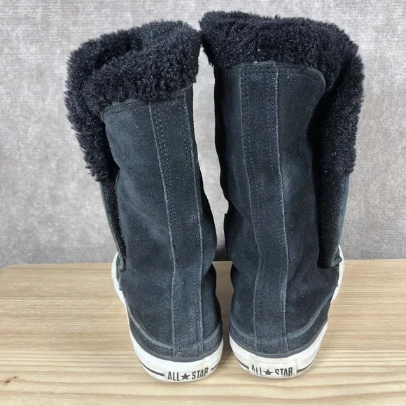 Converse Boots Junior 5 Chuck Taylor Beverly Black Suede Leather Faux Fur Lined